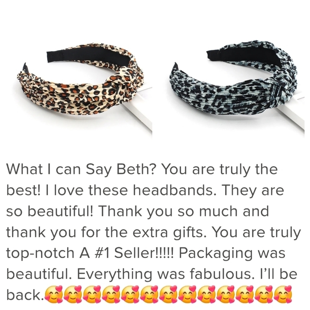 Headband Animal Print Black and Gray Knotted - Picture 3 of 11